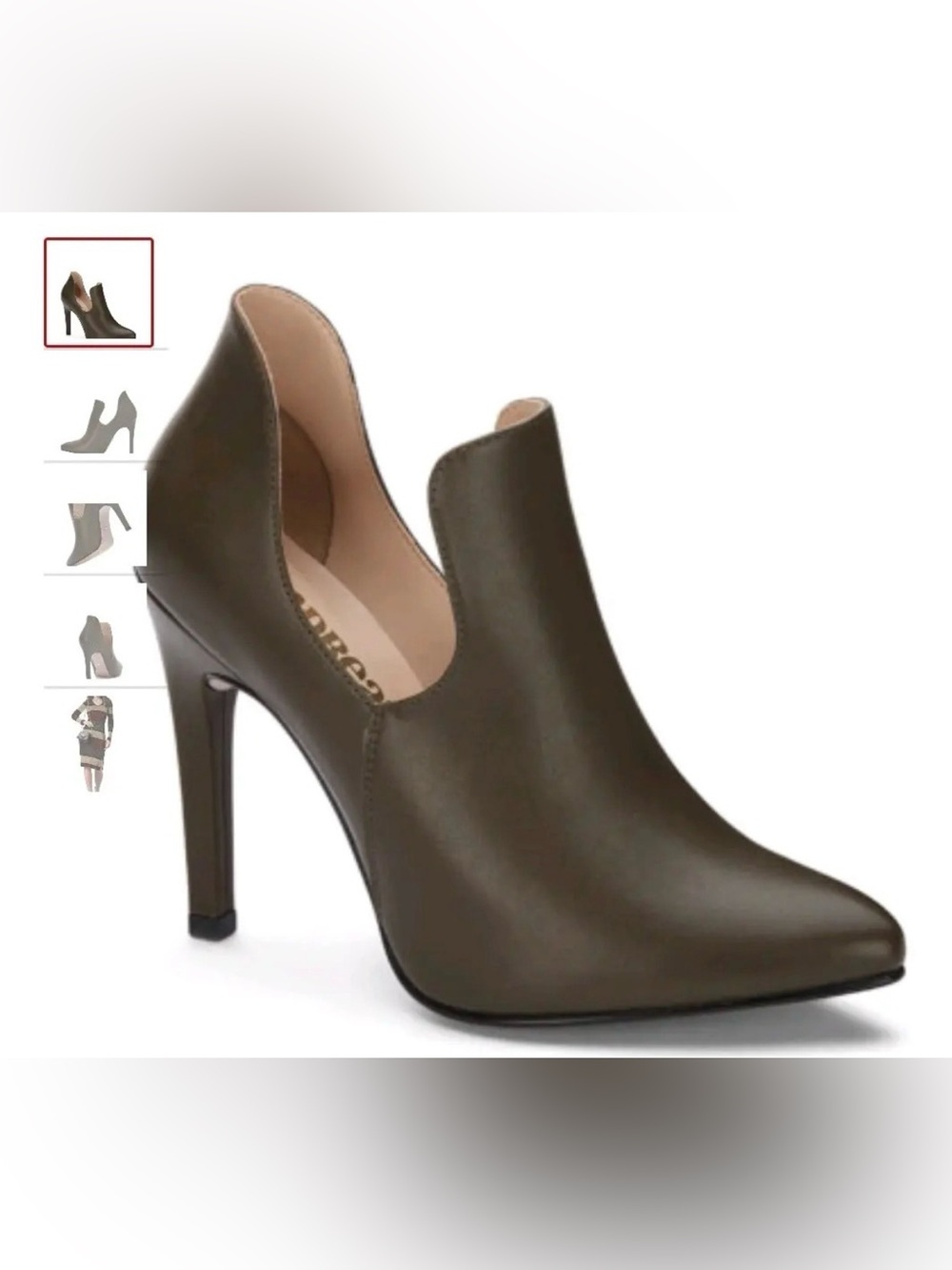 ANDREA FENZI Olive Green Pointed Stiletto Bootie